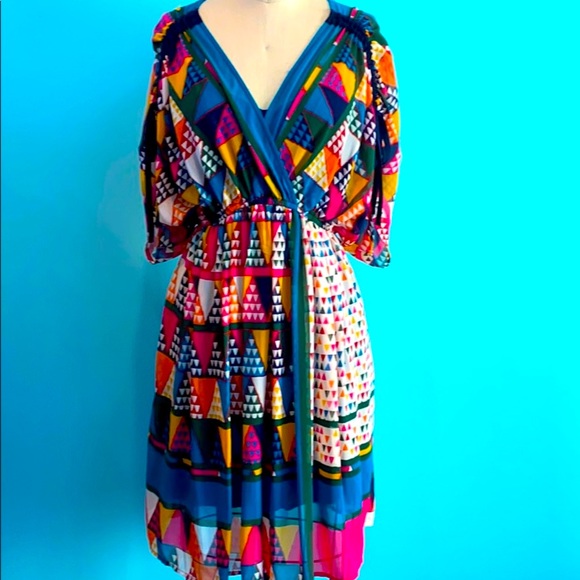 Maeve Dresses & Skirts - Maeve multi color abstract print mini kimono tunic